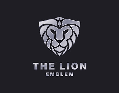 Lion Shield Emblem Metallic Logo