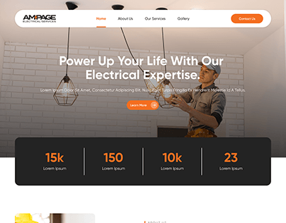 Project thumbnail - Ampage Electrical Services - Home Page - Web UI Design