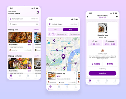 Food app UI UX design - Map base