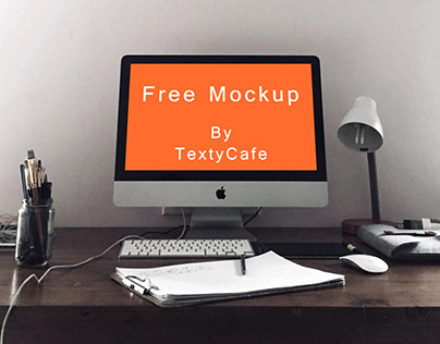 Free iMac Mockup Template on Work Space Vol. 5