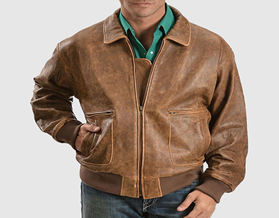 Scully Vintage Bomber Brown Leather Jacket