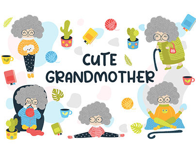 Cute grandmother illustration
