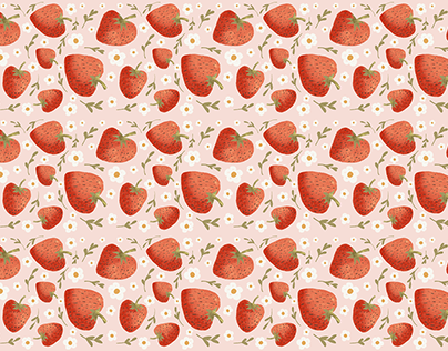 #17 Digital Art | Pattern Strawberries and Flowers