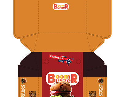 Burger box design with bleed, die cut and creasing line