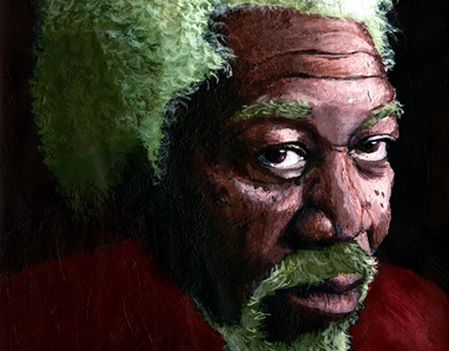 Morgan Freeman Portrait in Acrylic Paint