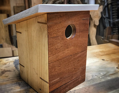 Birdhouse, mahogany & hemlock