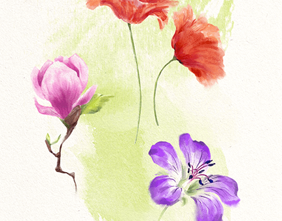 Digital Watercolor botanicals