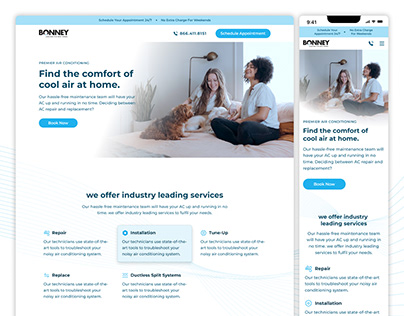 Landing page for a home services company