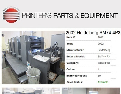 2002 Heidelberg SM74-4P3 by Printers Parts & Equipment