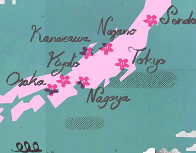 Sakura and Momiji in Japan maps