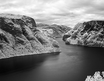 Fjord. Norway. infrared photo