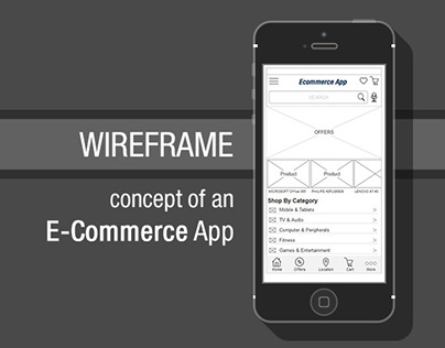 Wireframe design of an E-Commerce Mobile App