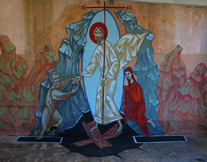 Mural - Icon of the descent of Christ into Hell