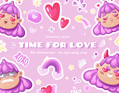 Love clip art. Valentine set