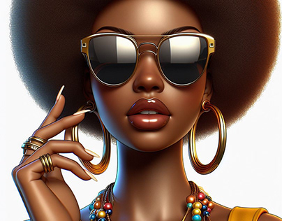 Rocking her big afro and stylish sunglasses