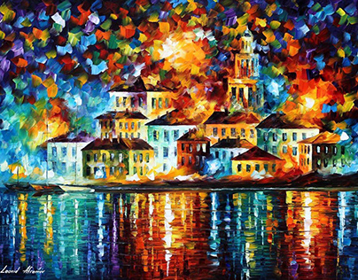 Docks At Night — oil painting on canvas