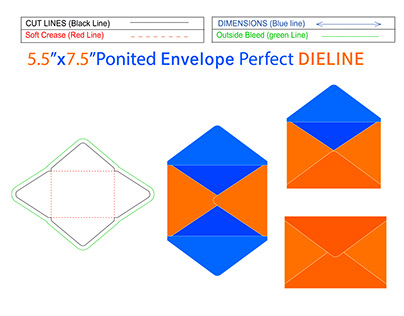 Different quality pointed envelope dieline template