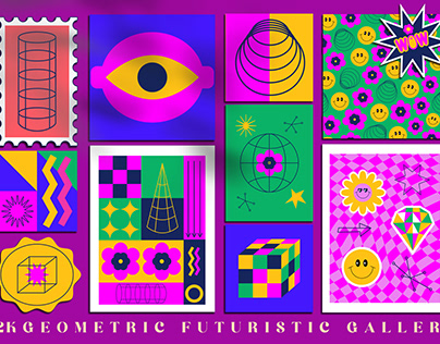 Y2K retro geometric futuristic poster creator