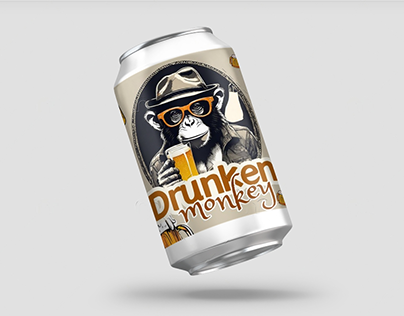 Drunken Monkey beer can mockup