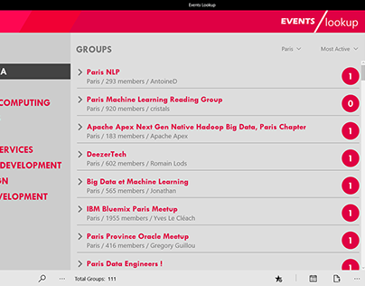 Meetup/Events lookup app