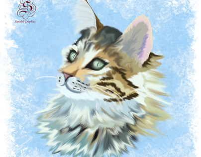 Digital painting of my old cat