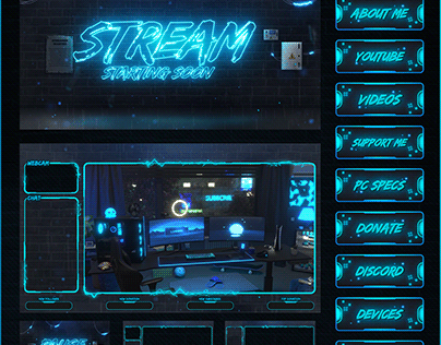 FREE NEON STREAM OVERLAY FOR TWITCH