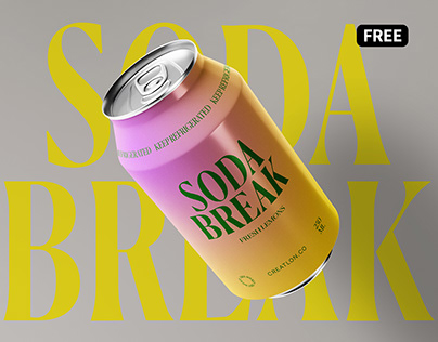 Soda can mockup, free aluminum beverage can mockup