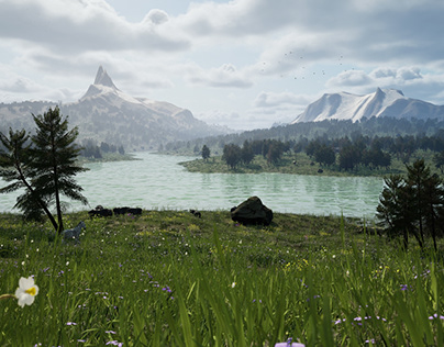 Environment of Grassland Mountains Unreal Engine