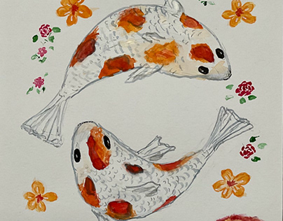 Illustration of Koi Fish - loose and freestyle
