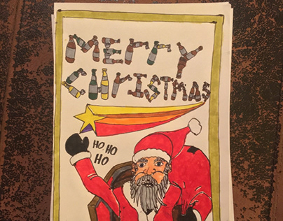 Santa waving Christmas card