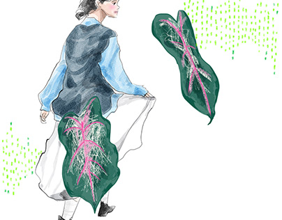 girl and green illustration