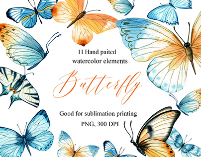 Watercolor Butterfly Clipart PNG
