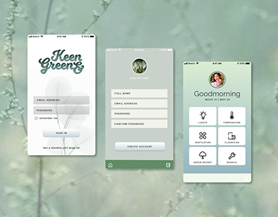 Screens for Keen&Green Smart Building App