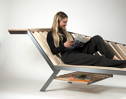 Nook | wood & steel chaise lounge chair.