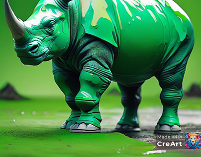 rinoceronte a vernice verde