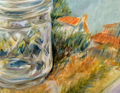 Mason Jar Oil Painting