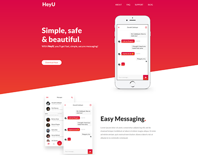 HeyU App Landing Page Design