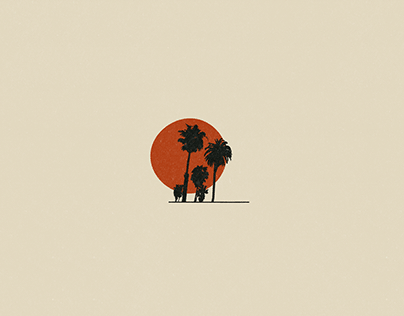 Palm Tree, Sunset Illustration