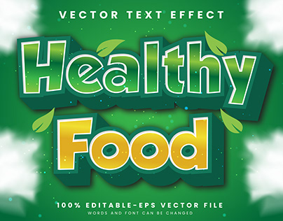 Healthy Food 3d editable text style Template