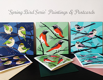 'Spring Bird Serie' Paintings & Postcards