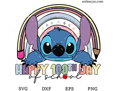Disney Stitch Happy 100 Days Of School SVG
