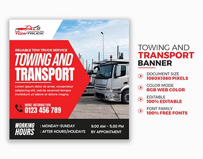 Towing and Transport Marketing Banner Template
