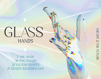 3D Glass Hands. Retro vibe