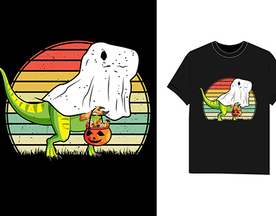 Funny Ghost Dinosaur Dino Moon Candy Halloween T-Shirt