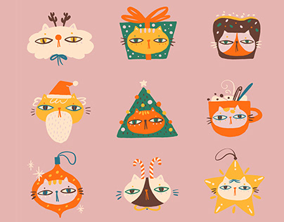 Christmas cats gif stickers