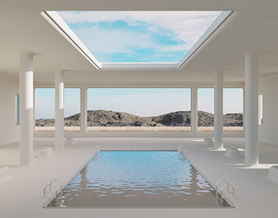 Serene Waters: 3D Architectural Landscape