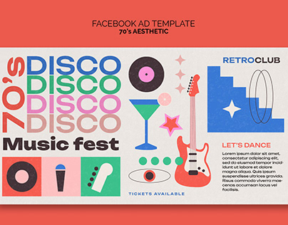 Retro disco 70's Aesthetic (digital illustration)
