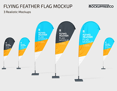 Free Flying Feather Flag Mockup
