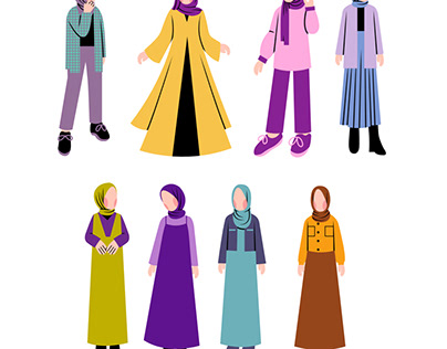 Set of muslim fashion character