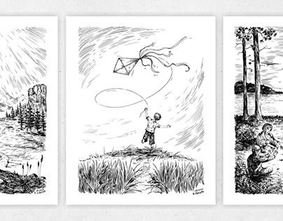 Soul. Loneliness. Dream | Ink poster set